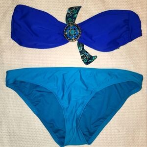 Xhilaration Blue and Teal Bikini Set Size L